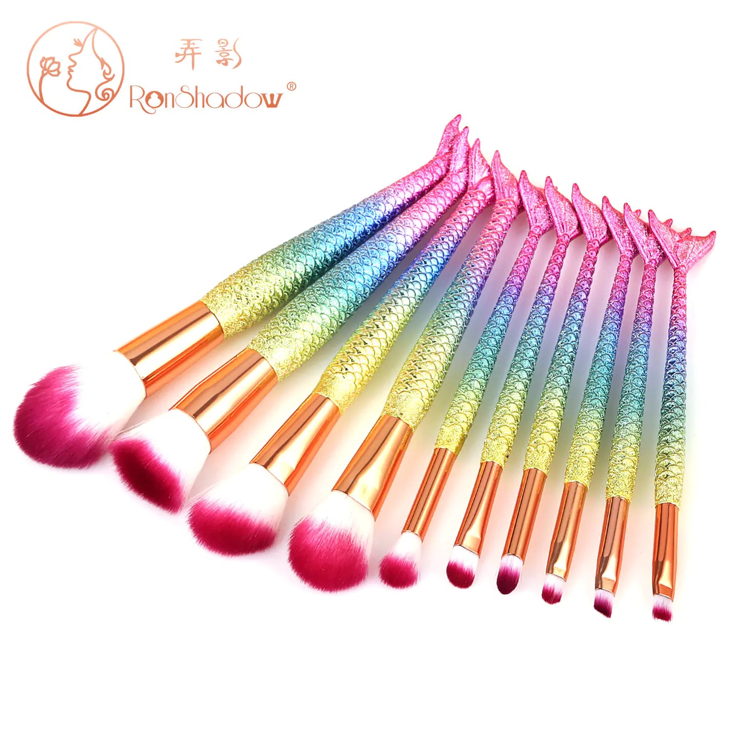 Mermaid Makeup Brush Set Makeup Brush Set - 7 or 10 Pieces