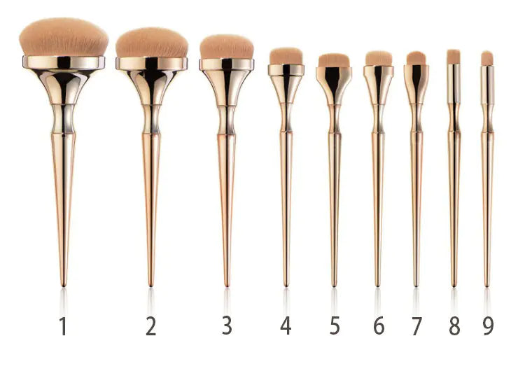 ✨ 9-Piece Gold-Plated Professional Makeup Brush Set