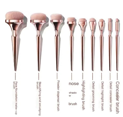 ✨ 9-Piece Gold-Plated Professional Makeup Brush Set