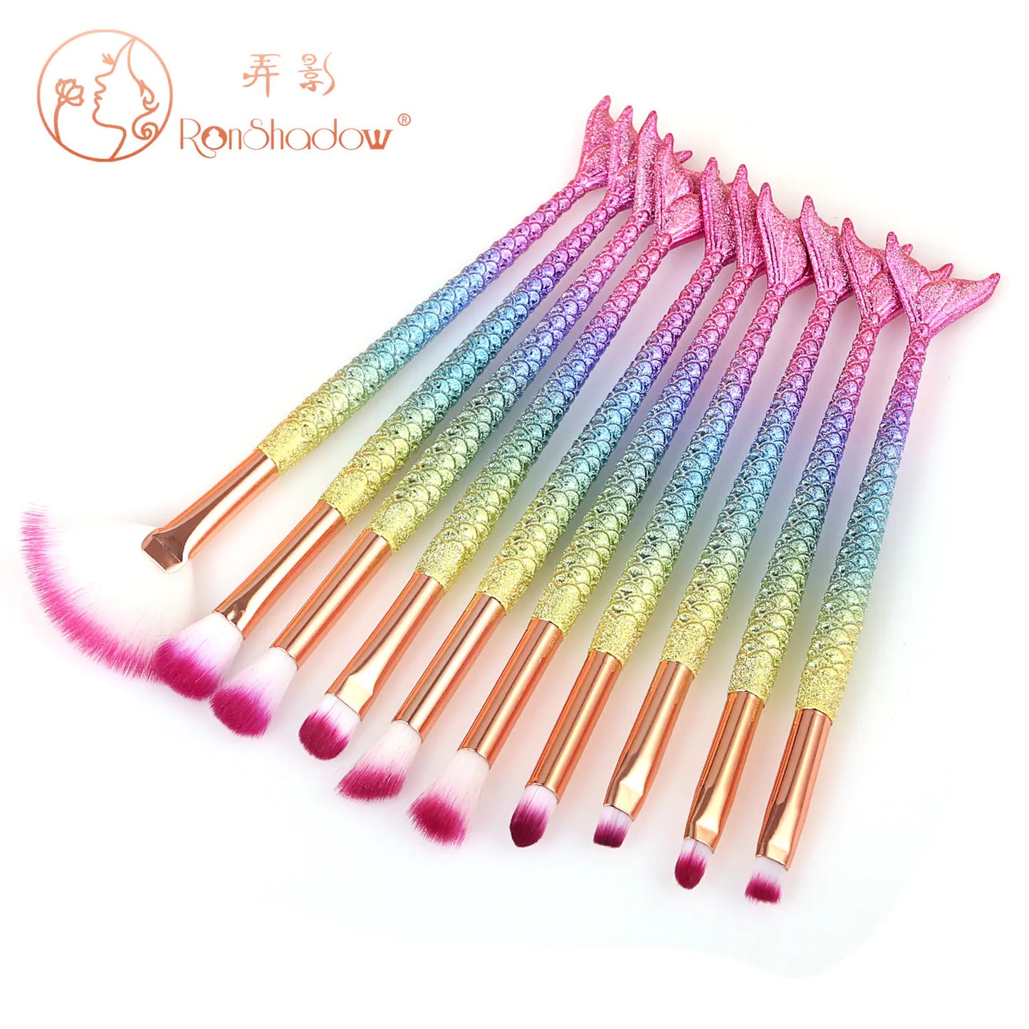 Mermaid Makeup Brush Set Makeup Brush Set - 7 or 10 Pieces