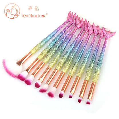 Mermaid Makeup Brush Set Makeup Brush Set - 7 or 10 Pieces