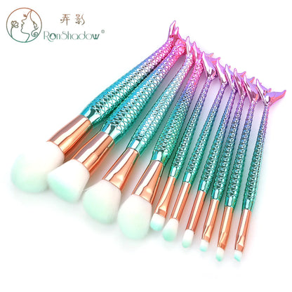 Mermaid Makeup Brush Set Makeup Brush Set - 7 or 10 Pieces
