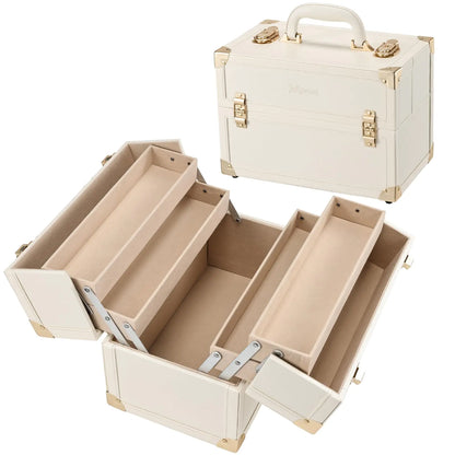 Vegan Leather Makeup Train Case Large Portable Cosmetic Makeup Storage Box