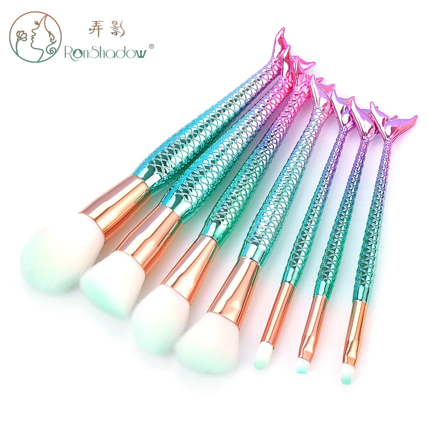 Mermaid Makeup Brush Set Makeup Brush Set - 7 or 10 Pieces