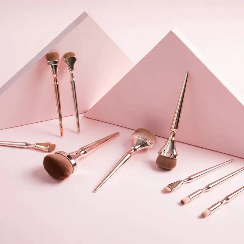 ✨ 9-Piece Gold-Plated Professional Makeup Brush Set