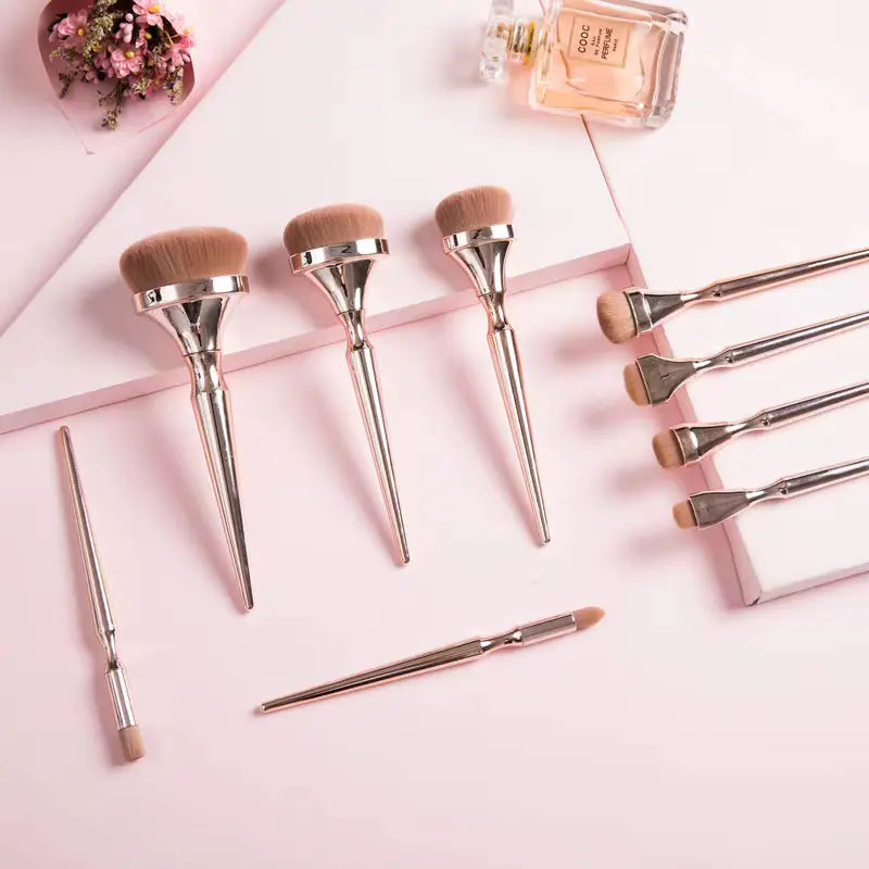 ✨ 9-Piece Gold-Plated Professional Makeup Brush Set