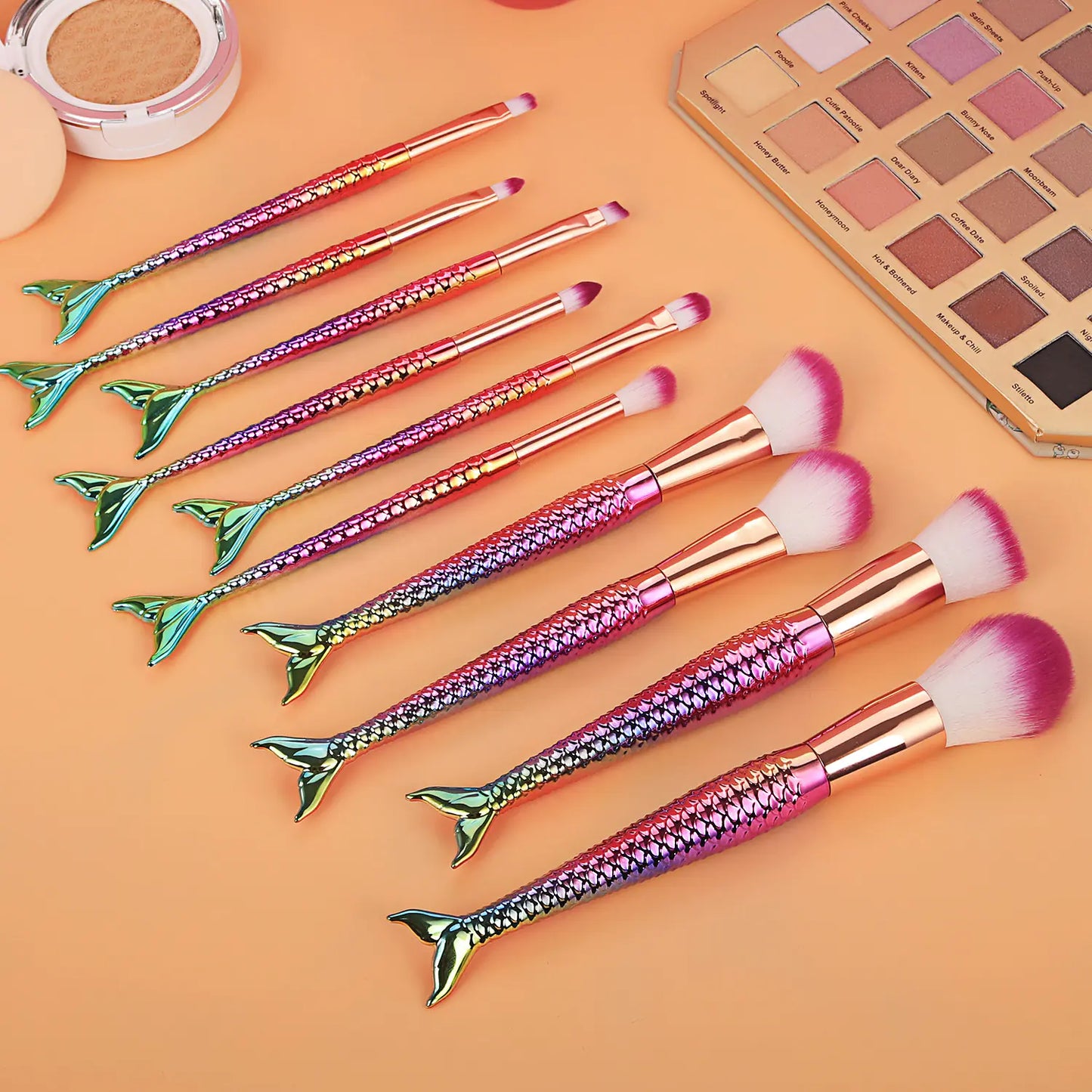 Mermaid Makeup Brush Set Makeup Brush Set - 7 or 10 Pieces