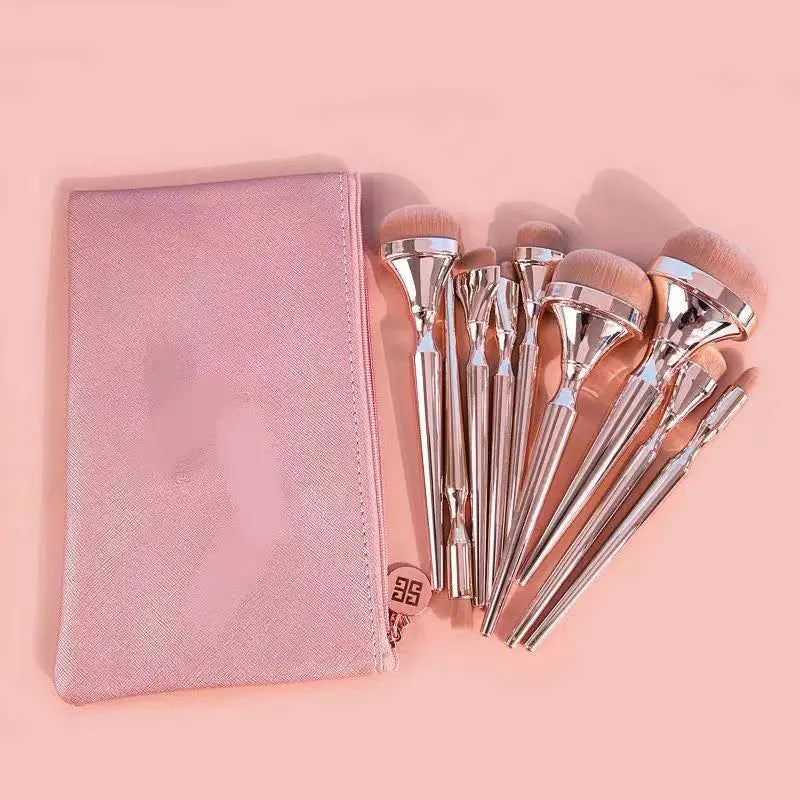 ✨ 9-Piece Gold-Plated Professional Makeup Brush Set